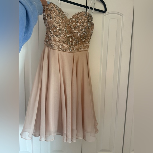 Sherri Hill Dress in Blush with Beaded Bodice